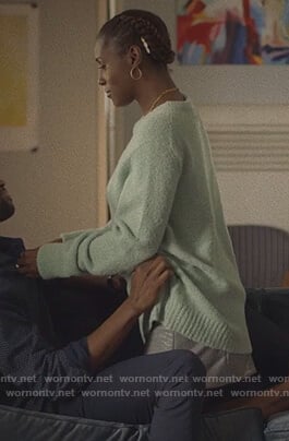 Issa’s mint green sweater on Insecure