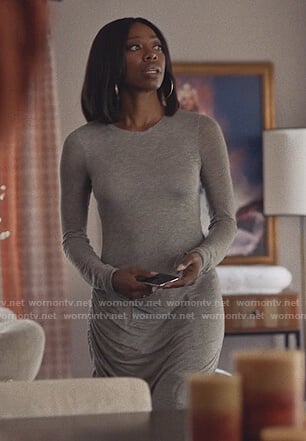 Molly’s gray ruched side dress on Insecure