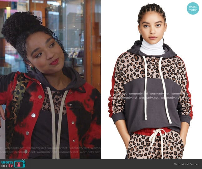 Print Block Pullover Hoodie by Monrow worn by Kat Edison (Aisha Dee) on The Bold Type