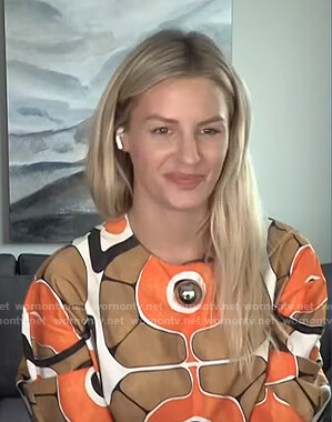 Morgan’s orange abstract print dress on E! News Daily Pop