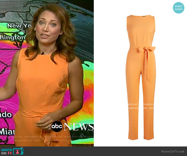 WornOnTV: Ginger’s orange tie waist jumpsuit on Good Morning America ...