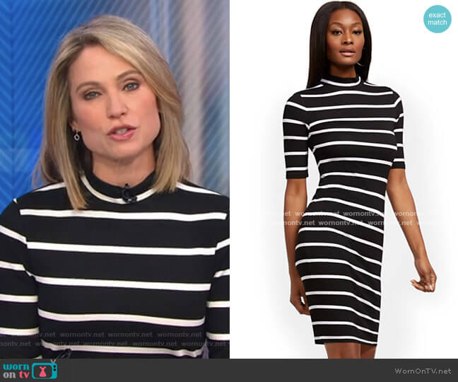 Mock Neck Shift Dress by New York & Company worn by Amy Robach on Good Morning America