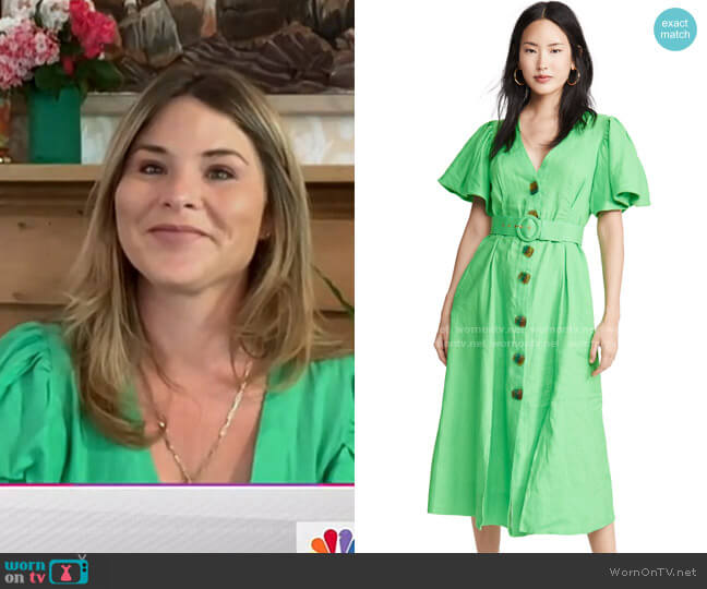 WornOnTV: Jenna’s green puff sleeve dress on Today | Jenna Bush Hager