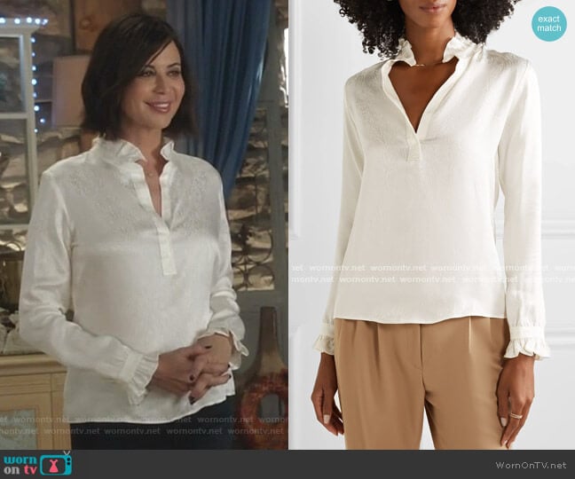 Esther Silk Blouse by Nili Lotan worn by Cassandra Nightingale (Catherine Bell) on Good Witch