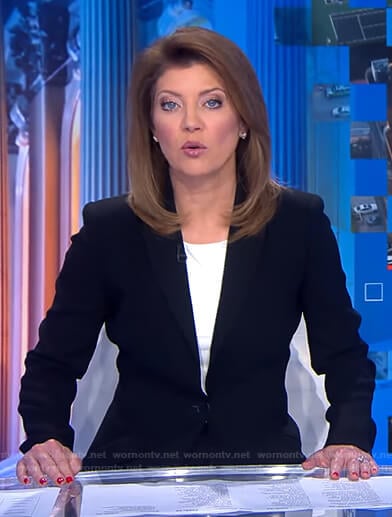 Norah’s black blazer on CBS Evening News