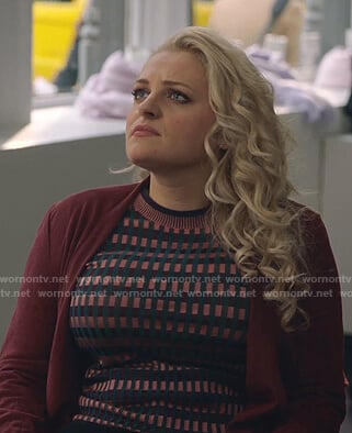 Olivia’s pink check sweater on The Bold Type