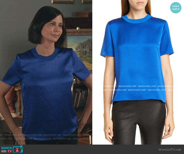 Ali Silk Tee by Rag & Bone worn by Cassandra Nightingale (Catherine Bell) on Good Witch