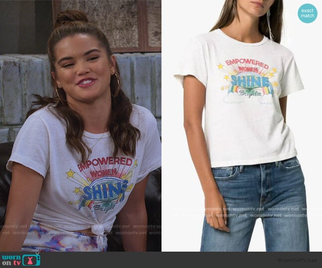 Shine Graphic Print T-shirt by Re/done worn by Alexa Mendoza (Paris Berelc) on Alexa & Katie