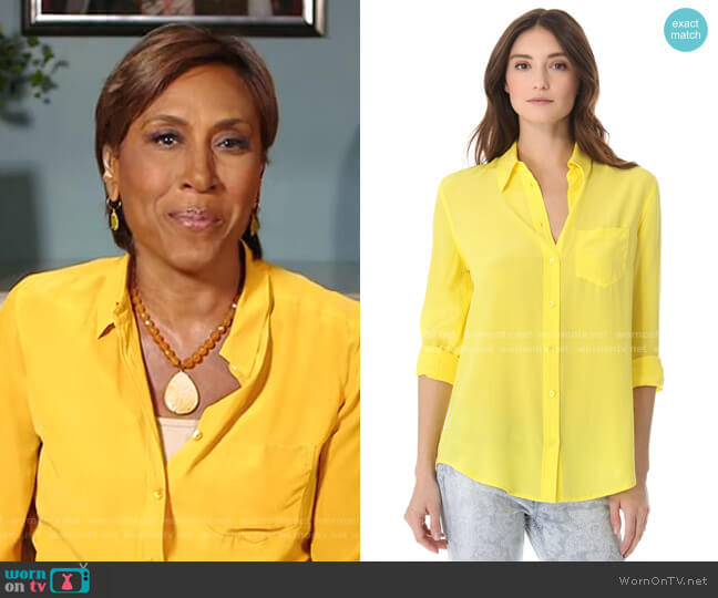 Reese Button Down Shirt with One Pocket by Equipment worn by Robin Roberts  on Good Morning America