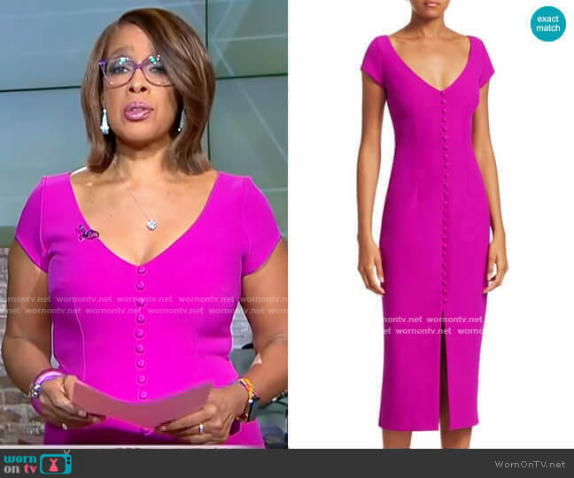 WornOnTV: Gayle’s pink buttoned v-neck dress on CBS This Morning