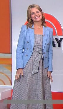 Savannah’s blue blazer and gingham check dress on Today