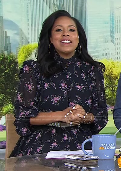 Sheinelle’s black floral shirtdress on Today