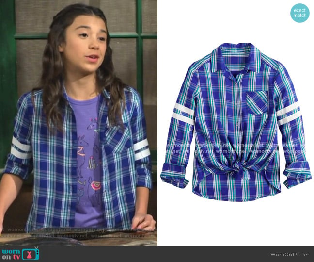 One-Pocket Button-Front Shirt by SO at Kohl's worn by Gwen (Scarlett Estevez) on Bunkd