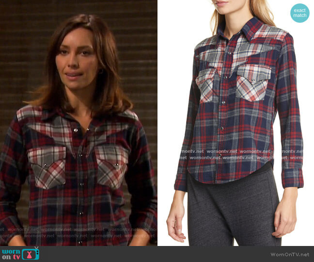 Teagan Western Shirt by NSF worn by Gwen Rizczech (Emily O'Brien) on Days of our Lives