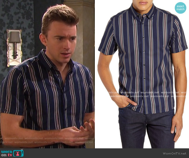 Doigt Striped Slim Fit Shirt by Ted Baker worn by Chandler Massey on Days of our Lives