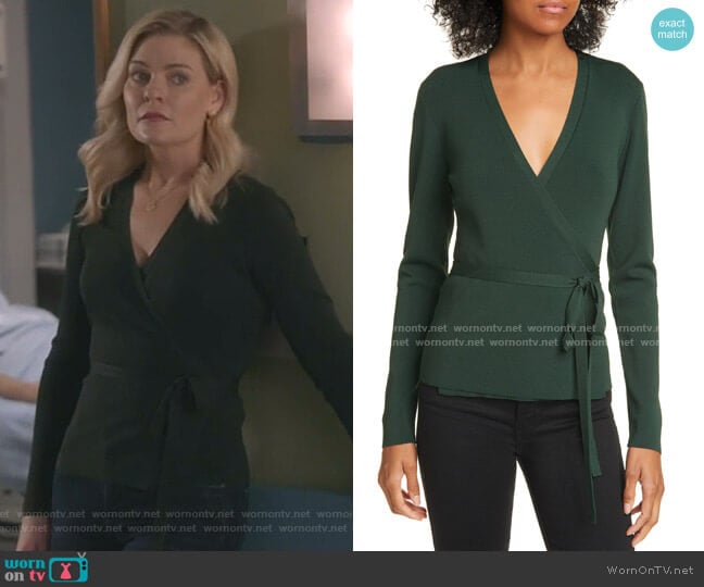 Gworji Long Sleeve Wrap Sweater by Ted Baker worn by Stephanie Borden (Kylee Evans) on Good Witch