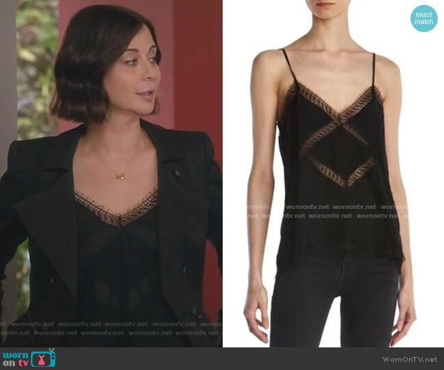 Lace-Trimmed Silk Camisole Top by The Kooples worn by Cassandra Nightingale (Catherine Bell) on Good Witch