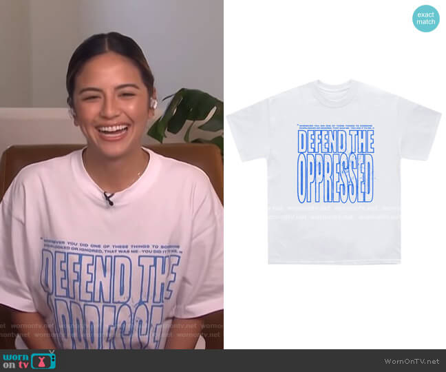 Defend The Oppressed Tee by The Last Adam worn by Erin Lim  on E! News