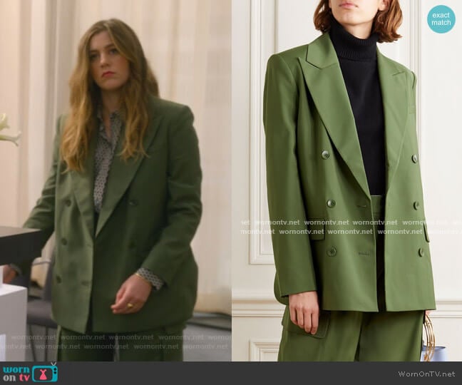 Double-Breasted Woven Blazer by Tibi worn by McAfee (Laura Dreyfuss) on The Politician