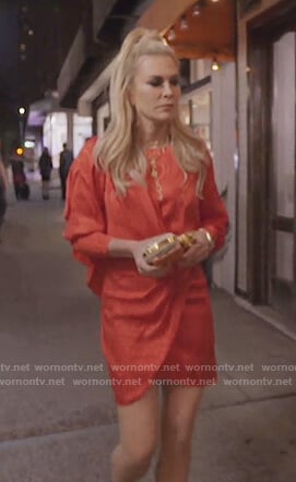 Tinsley’s red drape mini dress on The Real Housewives of New York City