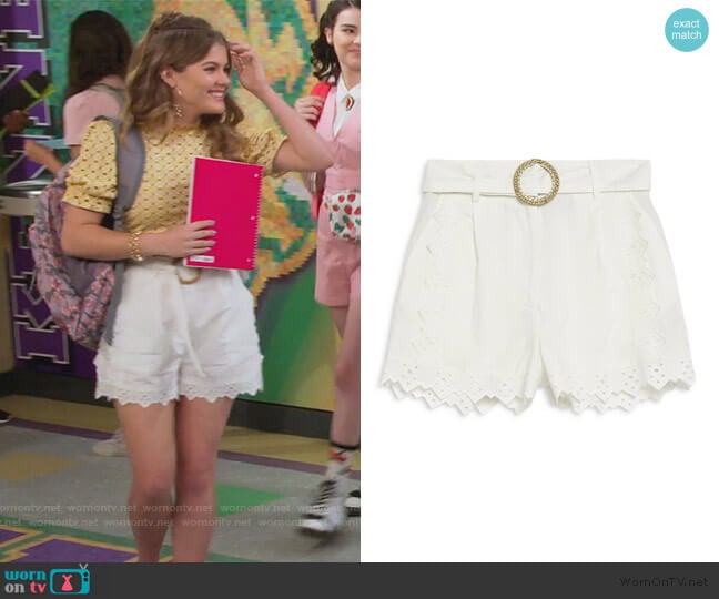 Broderie Belted Shorts by Topshop worn by Gwenny (Kerri Medders) on Alexa & Katie