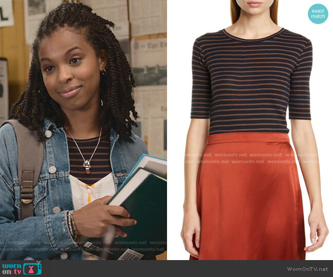 Ani’s black striped top on 13 Reasons Why