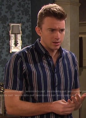 Will's blue striped short sleeve shirt on Days of our Lives