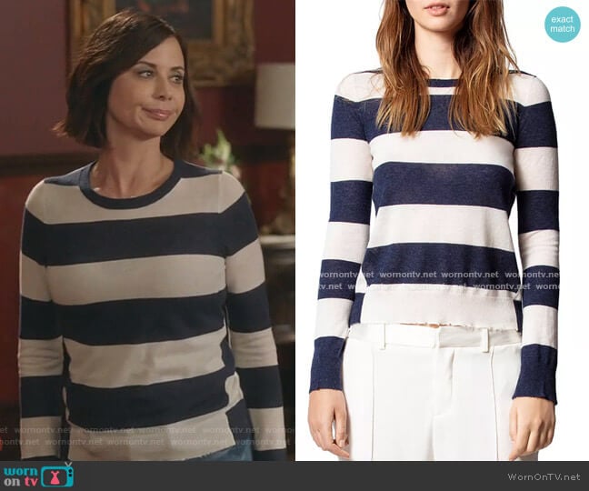 Striped Cashmere Sweater by Zadig & Voltaire worn by Cassandra Nightingale (Catherine Bell) on Good Witch