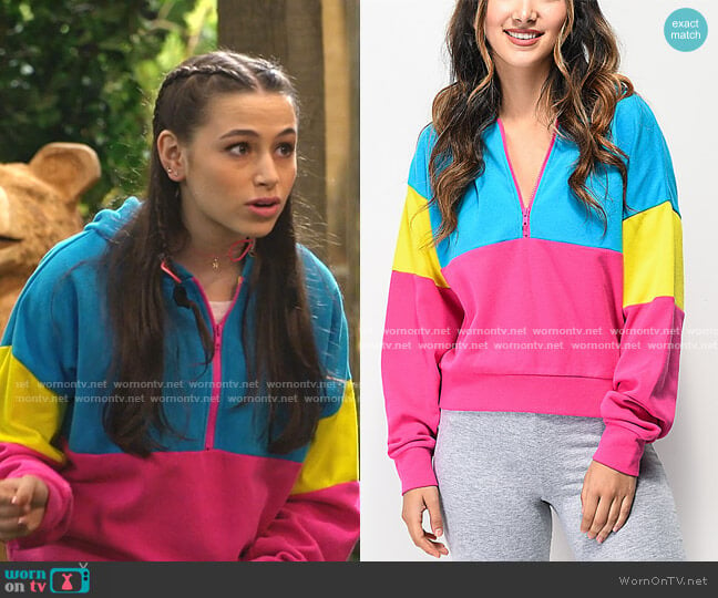 Roane Colorblock Half Zip Hoodie by A-Lab worn by Sky Katz on Bunkd