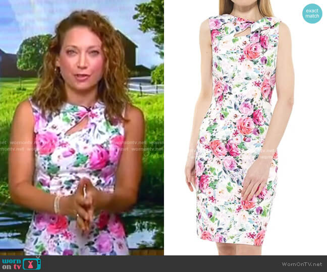 Harper Neck Cutout Dress by Alexia Admor worn by Ginger Zee on Good Morning America