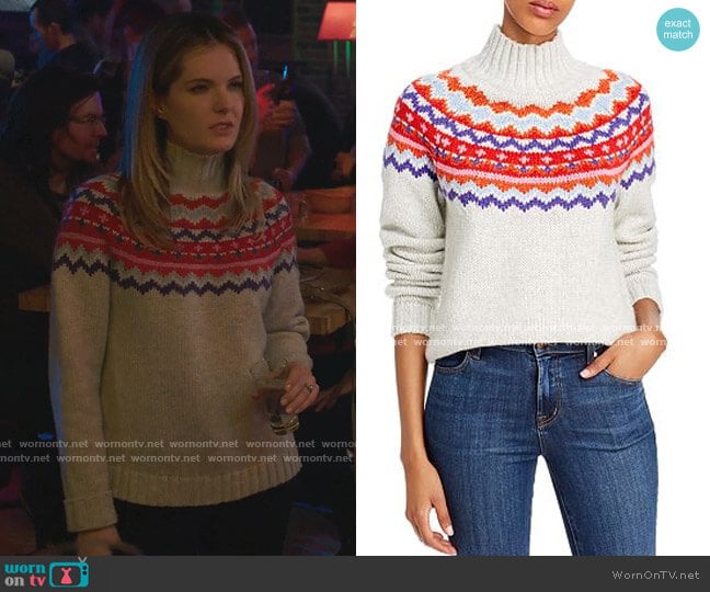 Fair Isle Turtleneck Sweater by Aqua worn by Sutton (Meghann Fahy) on The Bold Type