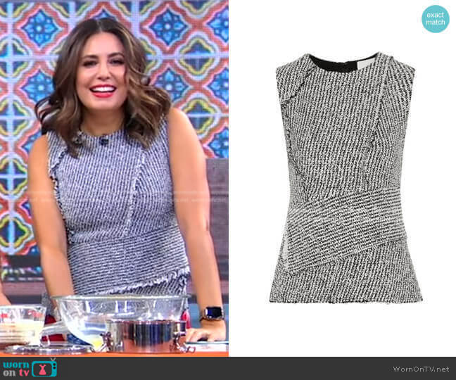 Asymmetric Frayed Bouclé Top by 3.1 Phillip Lim worn by Cecilia Vega on Good Morning America