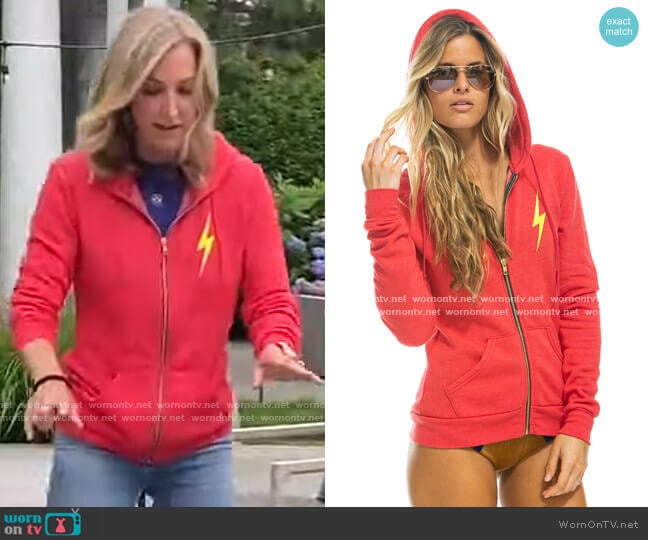 Bolt 2 Zip Hoodie by Aviator Nation worn by Lara Spencer on Good Morning America