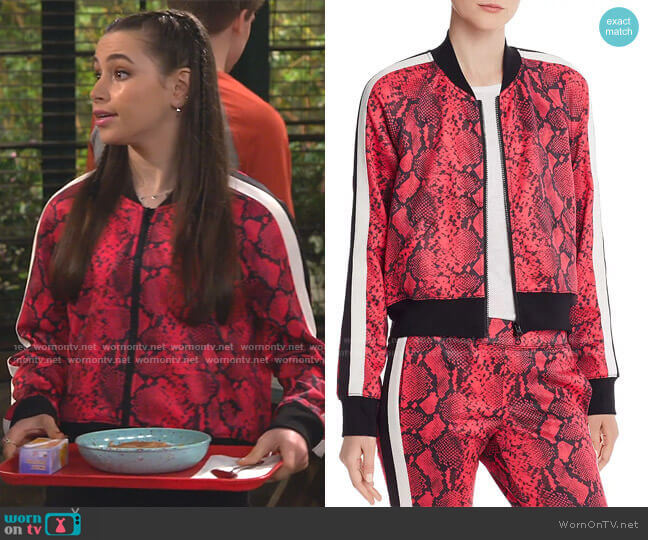 Baby Boa Cropped Track Jacket by Pam & Gela worn by Sky Katz on Bunkd