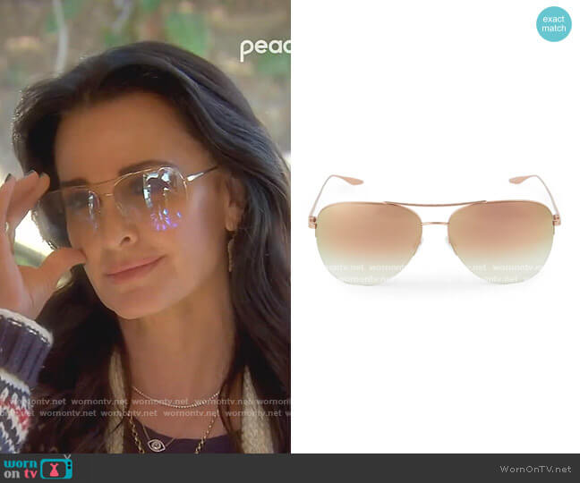 Chevalier Aviator Sunglasses by Barton Perreira worn by Kyle Richards  on The Real Housewives of Beverly Hills