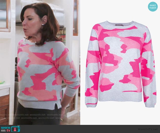 Camo Sweatshirt in Camo by Brodie worn by Luann de Lesseps on The Real Housewives of New York City