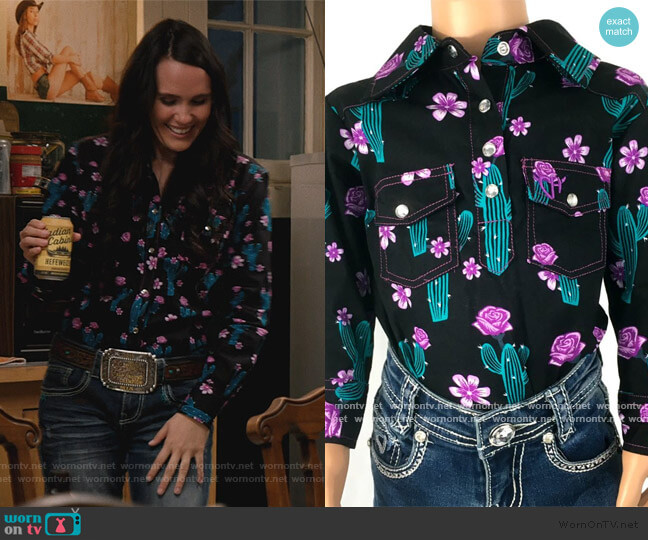 Black Cactus Button Up Shirt by Bunkhouse Western worn by Mia (Eden Brolin) on Yellowstone