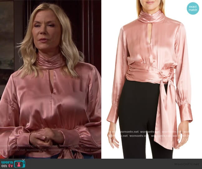 Jaqueline Silk Top by Cinq a Sept worn by Brooke Logan (Katherine Kelly Lang) on The Bold and the Beautiful