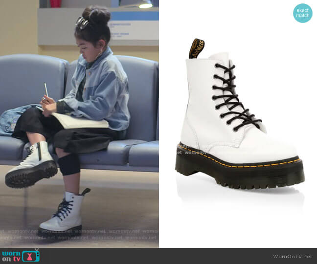 Jadon Leather Combat Boots by Dr. Martens worn by Claudia Kishi (Momona Tamada) on The Baby-Sitters Club