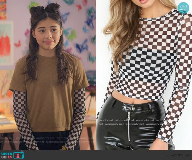 Checkerboard Mesh Top by Forever 21 worn by Dawn Schafer (Xochitl Gomez) on The Baby-Sitters Club