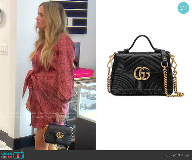 GG Marmont Mini Chevron Leather Satchel Bag by Gucci worn by Teddi Mellencamp Arroyave on The Real Housewives of Beverly Hills