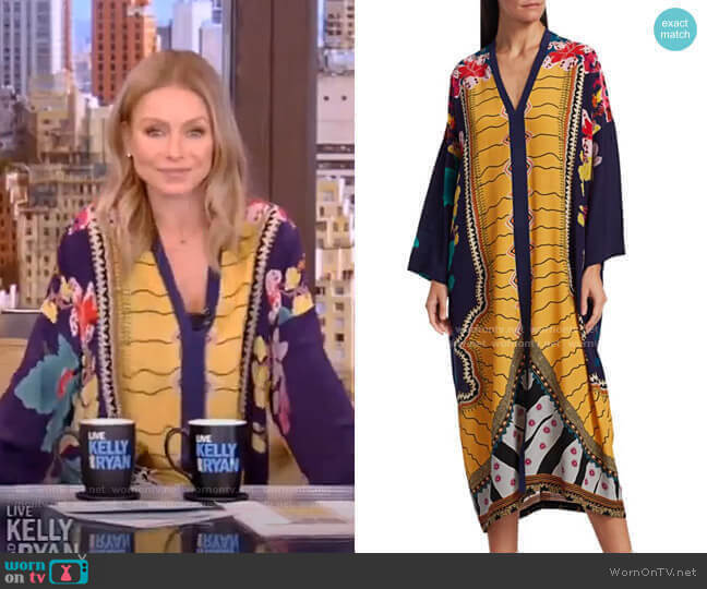 Garden of Eden Silk Caftan by Etro worn by Kelly Ripa on Live with Kelly and Mark