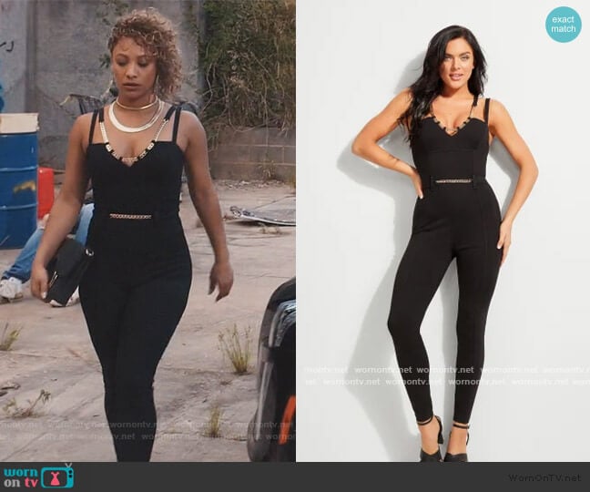 Vika Chain Detail Jumpsuit by Guess worn by Asia'h Epperson on Greenleaf