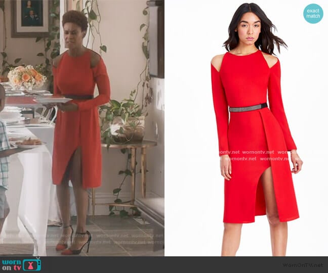 Cold Shoulder Belted Dress by Halston Heritage worn by Kerissa Greenleaf (Kim Hawthorne) on Greenleaf