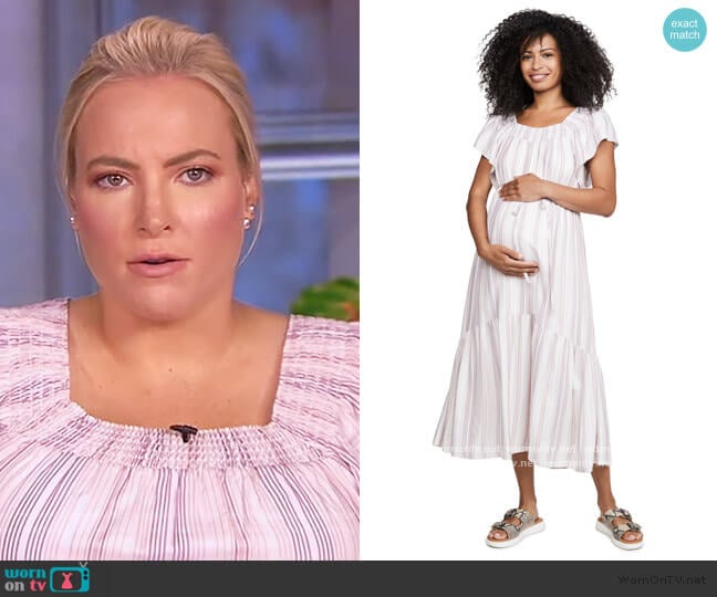 Flutter Sleeve Maternity Midi Dress by Ingrid and Isabel worn by Meghan McCain on The View