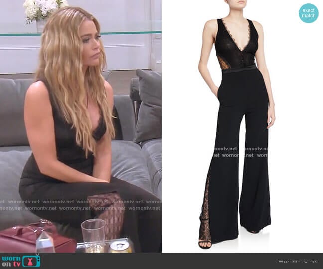 Lingerie Lace Jumpsuit by Jonathan Simkhai worn by Denise Richards on The Real Housewives of Beverly Hills