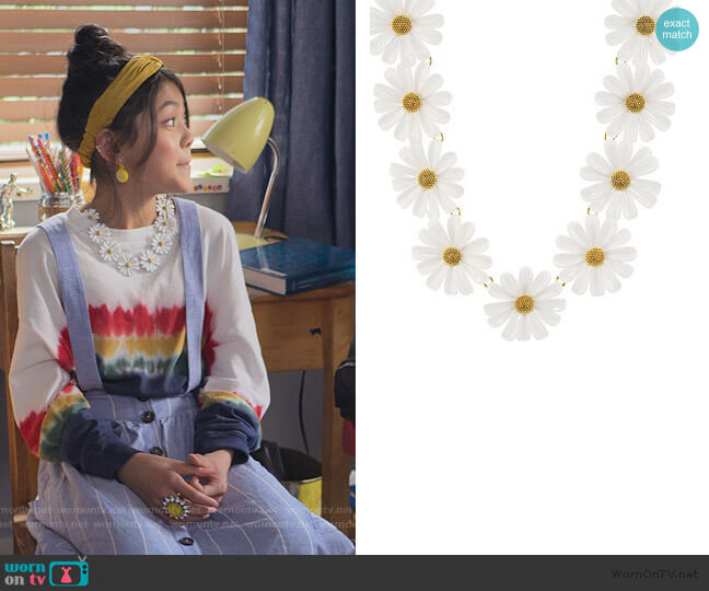 Daisy Chain Statement Necklace by Kate Spade worn by Claudia Kishi (Momona Tamada) on The Baby-Sitters Club