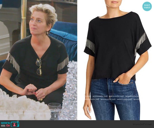 Shimmy Chain-Fringed Tee by LNA worn by Dorinda Medley on The Real Housewives of New York City