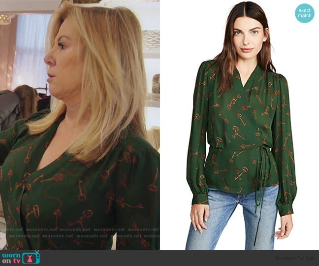 Cara Wrap Blouse by L'Agence worn by Ramona Singer on The Real Housewives of New York City