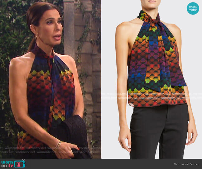 Leia Tie-Neck Halter Top by Alice + Olivia worn by Hope Williams (Kristian Alfonso) on Days of our Lives